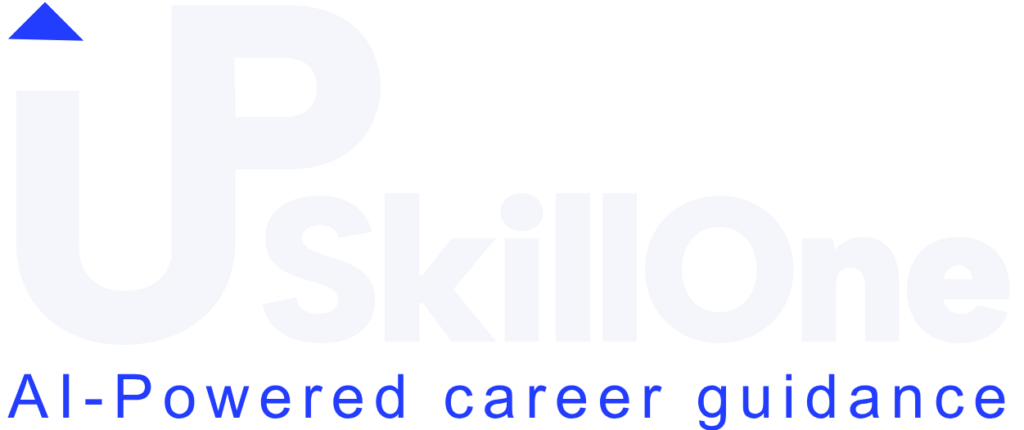 UpSkillOne logo with the tagline AI-Powered career guidance